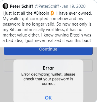 Peter Schiff loses his Bitcoin